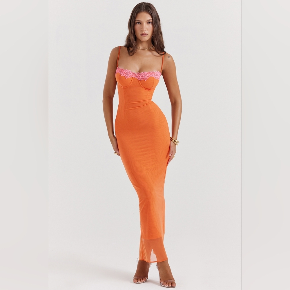 House of CB Aiza Flame Orange Maxi Dress (A-C regular cup)